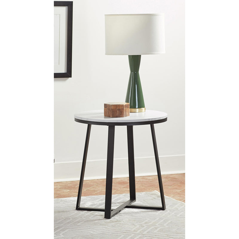 Coaster Furniture Hugo 723237 Round Faux Marble End Table - White and Matte Black IMAGE 3