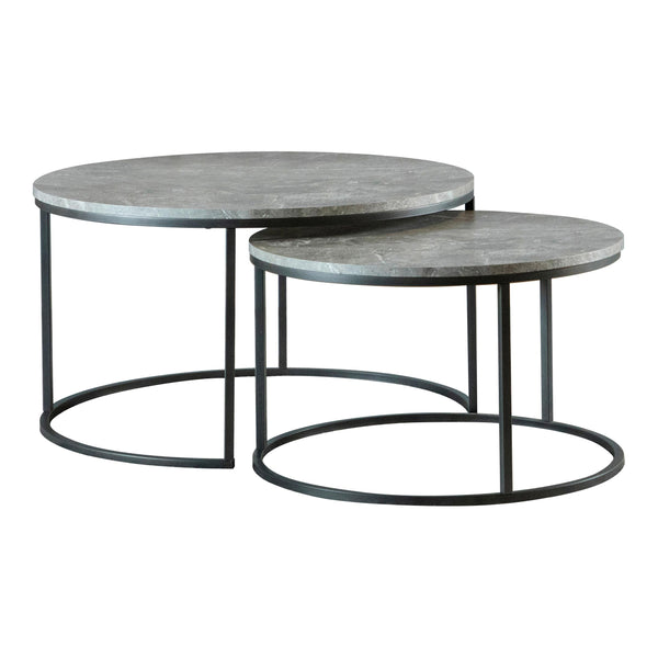 Coaster Furniture Lainey 736028 2-piece Round Faux Marble Nesting Coffee Table - Grey IMAGE 1