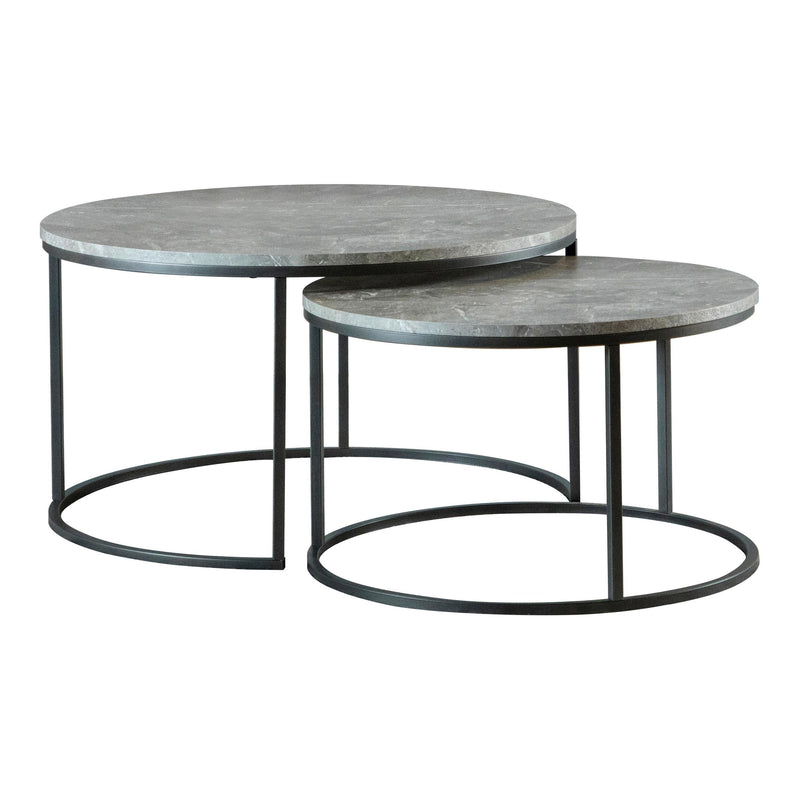 Coaster Furniture Lainey 736028 2-piece Round Faux Marble Nesting Coffee Table - Grey IMAGE 1