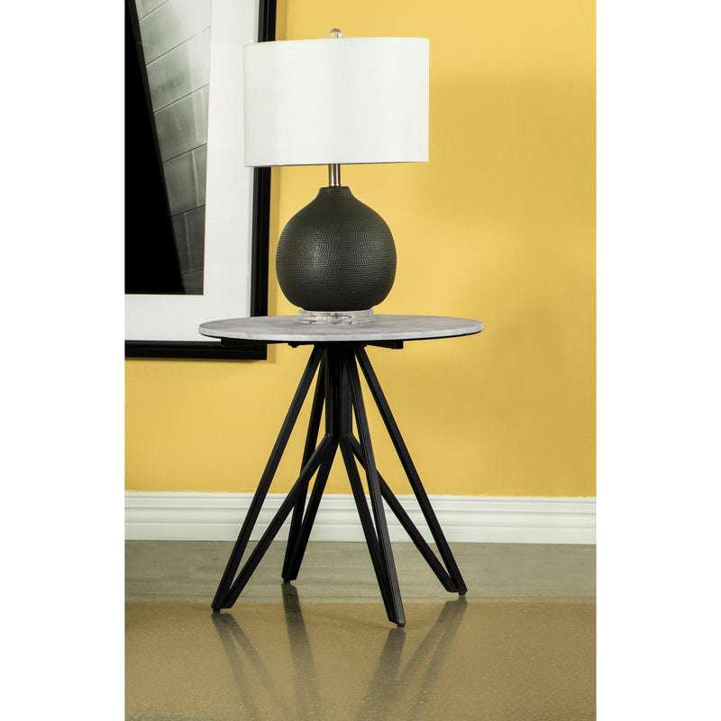 Coaster Furniture Hadi 736177 Round SmartTop Side End Table - Cement and Gunmetal IMAGE 4