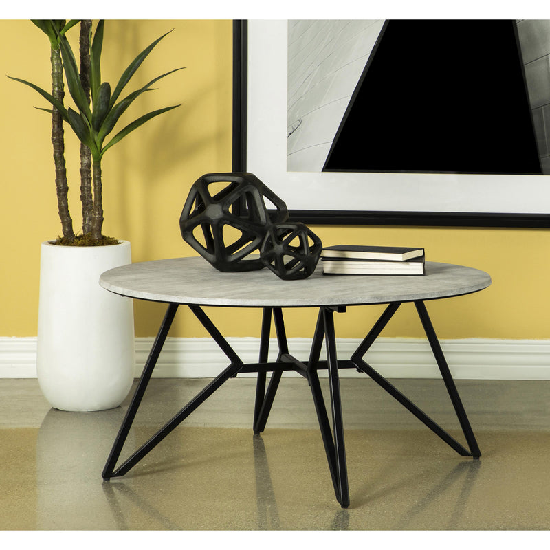 Coaster Furniture Hadi 736178 Round SmartTop Coffee Table - Cement and Gunmetal IMAGE 4