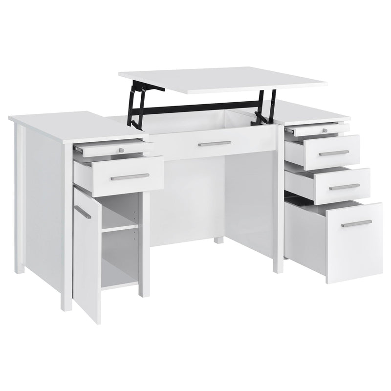 Coaster Furniture Dylan 801573 60-inch 4-Drawer Lift Top Office Desk - White High Gloss IMAGE 2