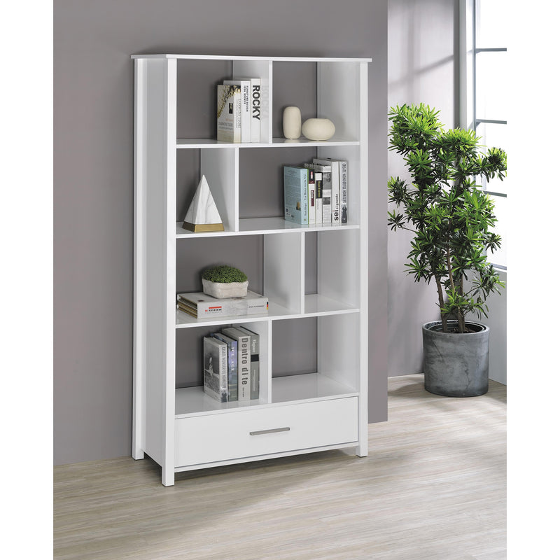 Coaster Furniture Dylan 801574 68-inch 4-shelf Storage Bookshelf - White High Gloss IMAGE 7
