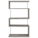 Coaster Furniture Emelle 802340 63-inch 4-shelf Glass Panel Bookshelf - Grey Driftwood IMAGE 2
