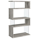 Coaster Furniture Emelle 802340 63-inch 4-shelf Glass Panel Bookshelf - Grey Driftwood IMAGE 4