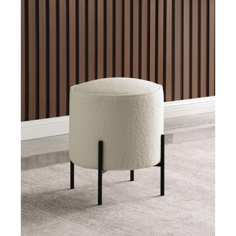 Coaster Furniture Basye 905495 Round Upholstered Ottoman - Ivory IMAGE 2