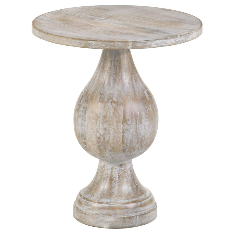Coaster Furniture Dianella 915107 Round Pedestal Base Accent Side Table - White Washed IMAGE 1