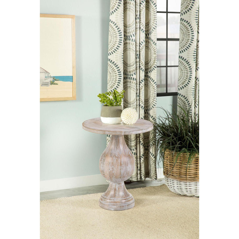 Coaster Furniture Dianella 915107 Round Pedestal Base Accent Side Table - White Washed IMAGE 2