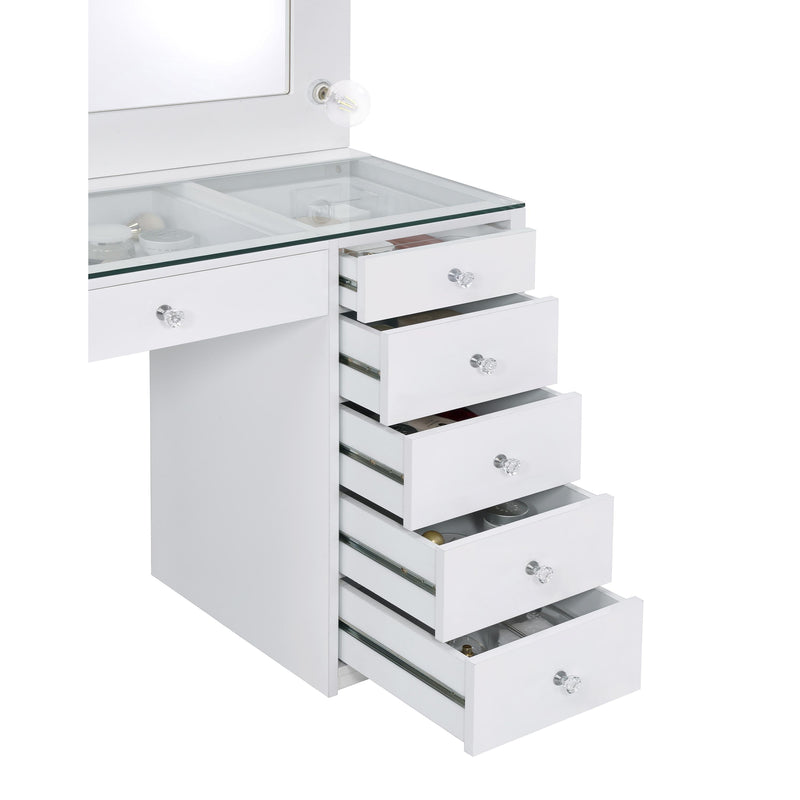 Coaster Furniture Acena 931143 7-Drawer Vanity Set with Lighting - White High Gloss IMAGE 5