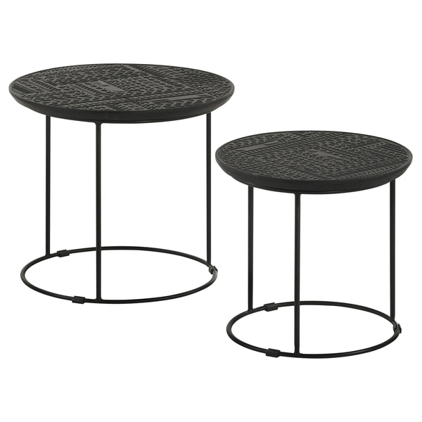 Coaster Furniture Loannis 935842 2-piece Round Mango Wood Nesting Table - Matte Black IMAGE 1