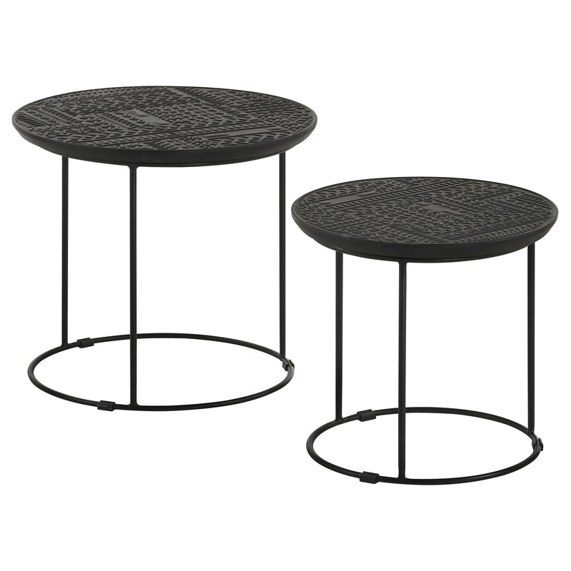 Coaster Furniture Loannis 935842 2-piece Round Mango Wood Nesting Table - Matte Black IMAGE 1