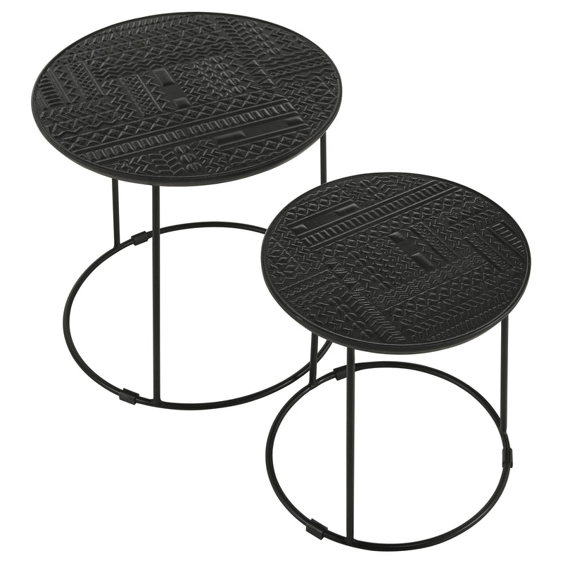 Coaster Furniture Loannis 935842 2-piece Round Mango Wood Nesting Table - Matte Black IMAGE 2