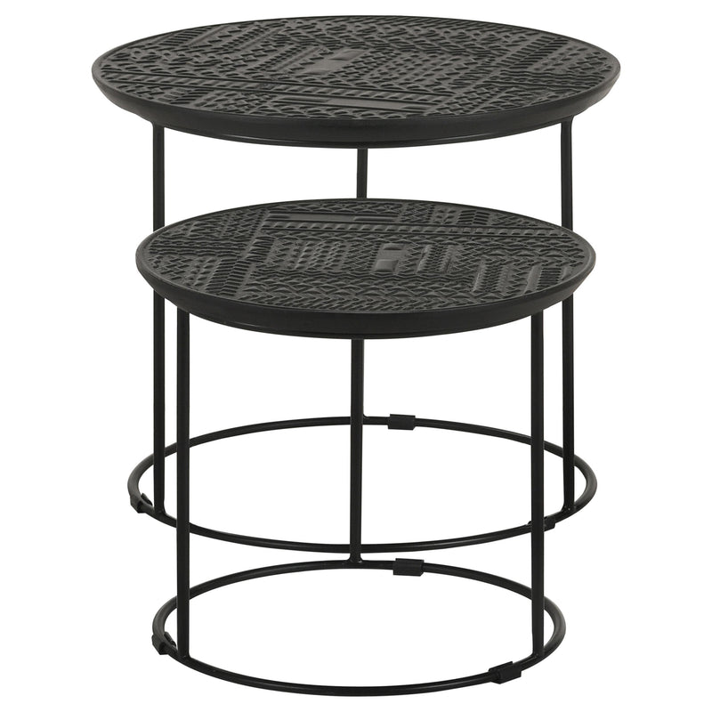 Coaster Furniture Loannis 935842 2-piece Round Mango Wood Nesting Table - Matte Black IMAGE 3