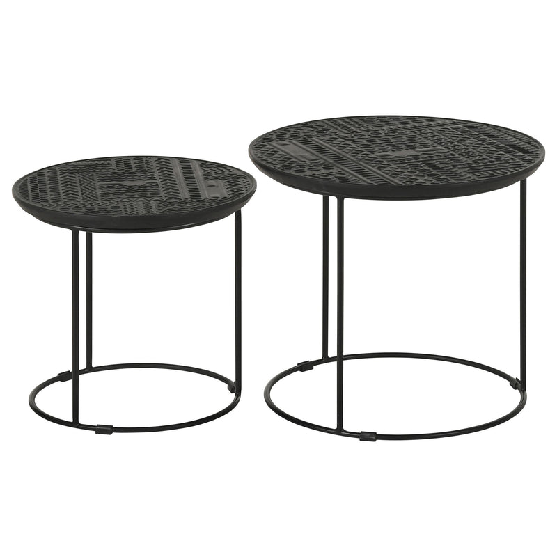 Coaster Furniture Loannis 935842 2-piece Round Mango Wood Nesting Table - Matte Black IMAGE 4