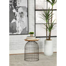 Coaster Furniture Bernardo 935860 Round Wire Frame Side Table - Natural and Gunmetal IMAGE 2