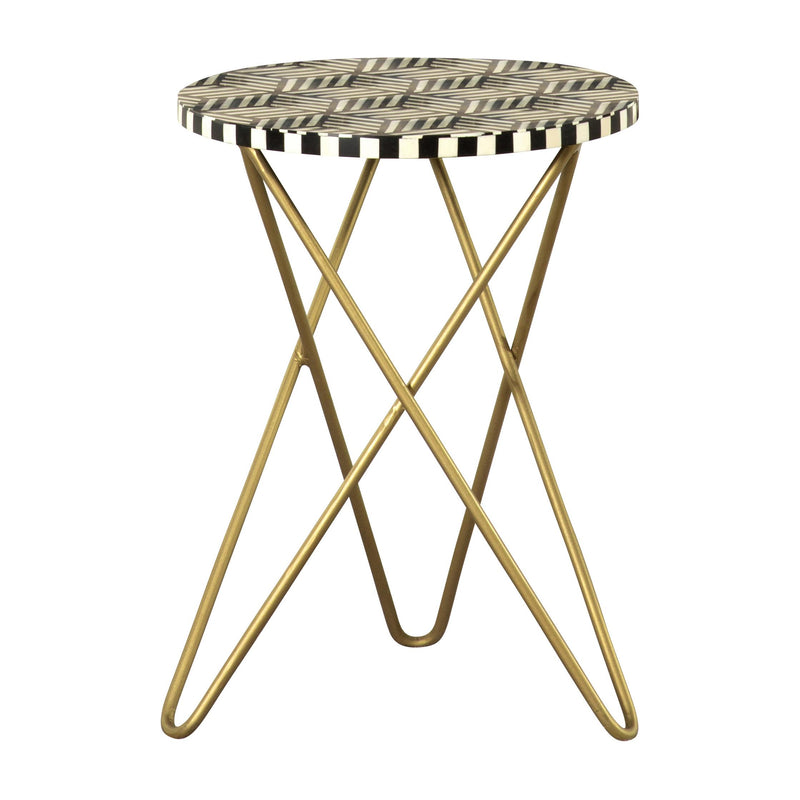 Coaster Furniture Xenia 935878 Round Bone Inlay Accent Side Table - White and Gold IMAGE 1