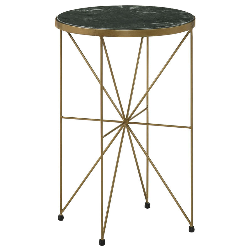 Coaster Furniture Eliska 936061 Round Green Marble Top Accent Side Table - Antique Gold IMAGE 1