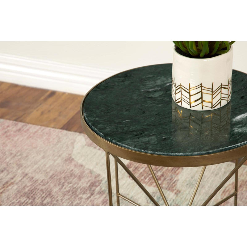 Coaster Furniture Eliska 936061 Round Green Marble Top Accent Side Table - Antique Gold IMAGE 5