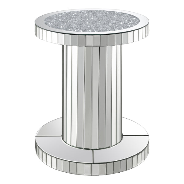 Coaster Furniture Dorielle 936125 Round Mirrored Acrylic Crystal Side Table - Silver IMAGE 1