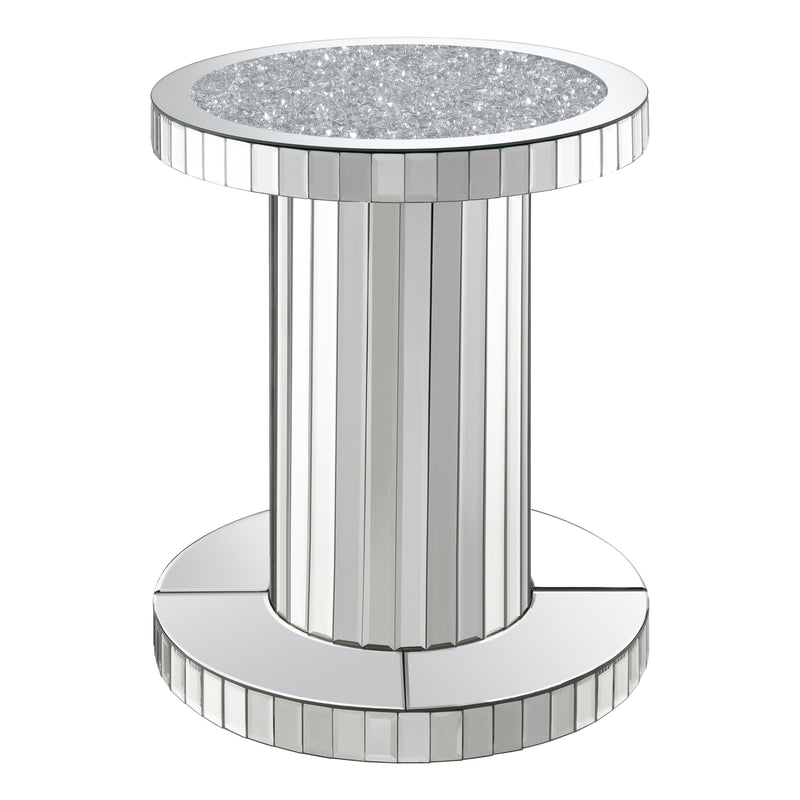 Coaster Furniture Dorielle 936125 Round Mirrored Acrylic Crystal Side Table - Silver IMAGE 1