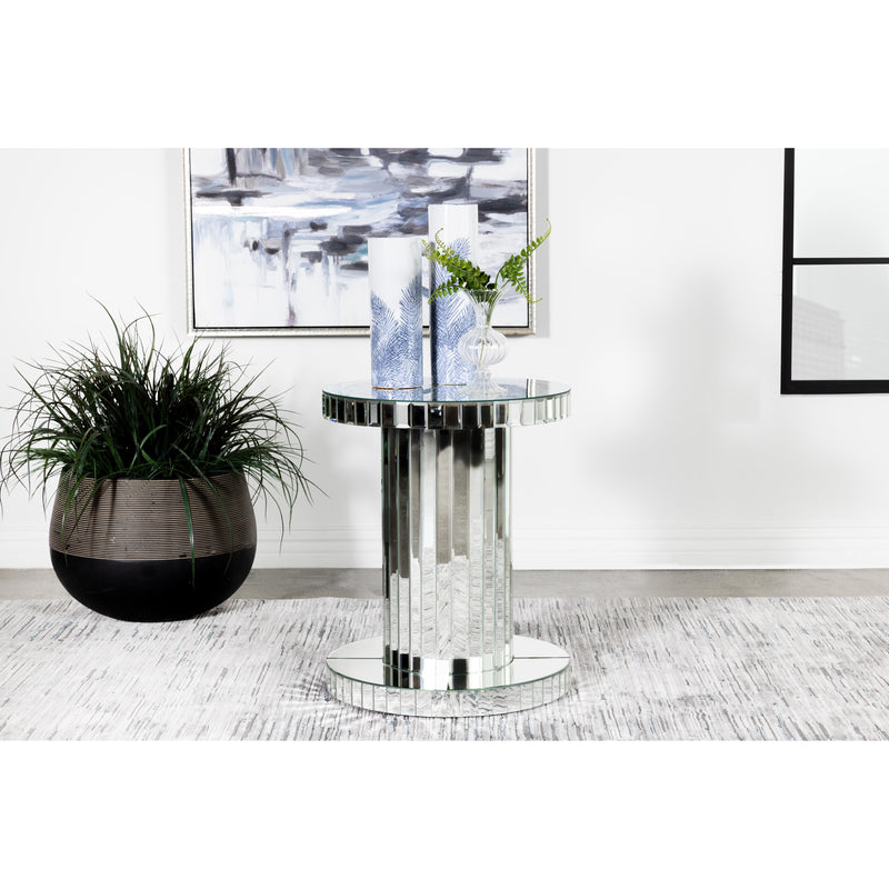 Coaster Furniture Dorielle 936125 Round Mirrored Acrylic Crystal Side Table - Silver IMAGE 2