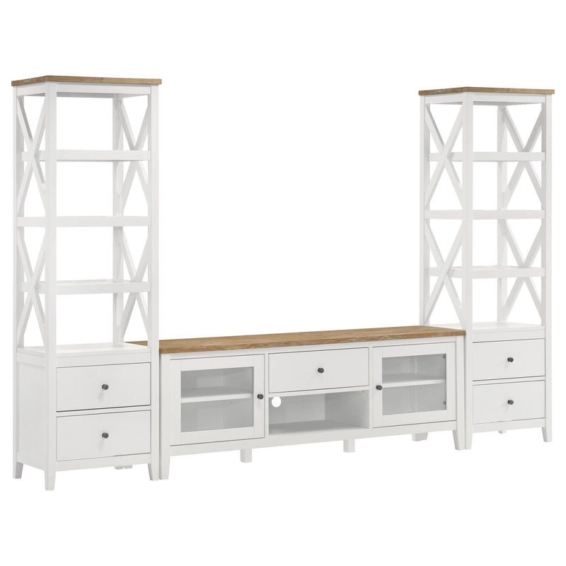 Coaster Furniture Hollis 708254 4-shelf Wood Media Tower with Drawers - Brown and White IMAGE 9