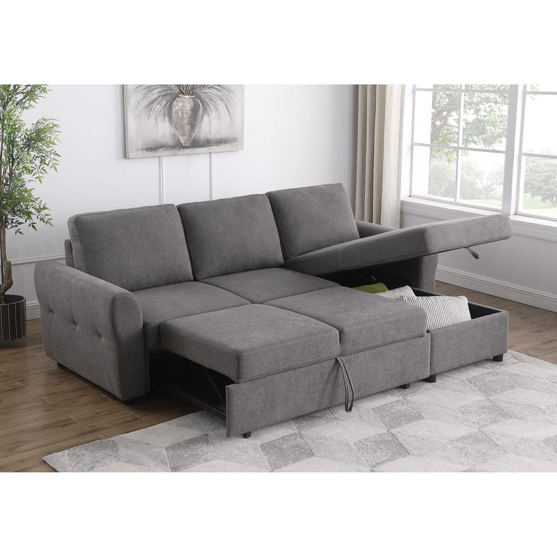 Coaster Furniture Samantha 511088 Upholstered Storage Sleeper Sectional Sofa - Grey IMAGE 11