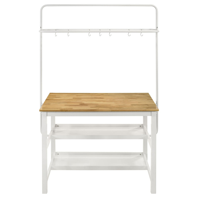 Coaster Furniture Edgeworth 122246 itchen Island Counter Table with Pot Rack - White IMAGE 3