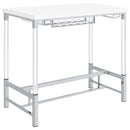 Coaster Furniture Norcrest 182101 47-inch Acrylic Leg Bar Table - White High Gloss IMAGE 1