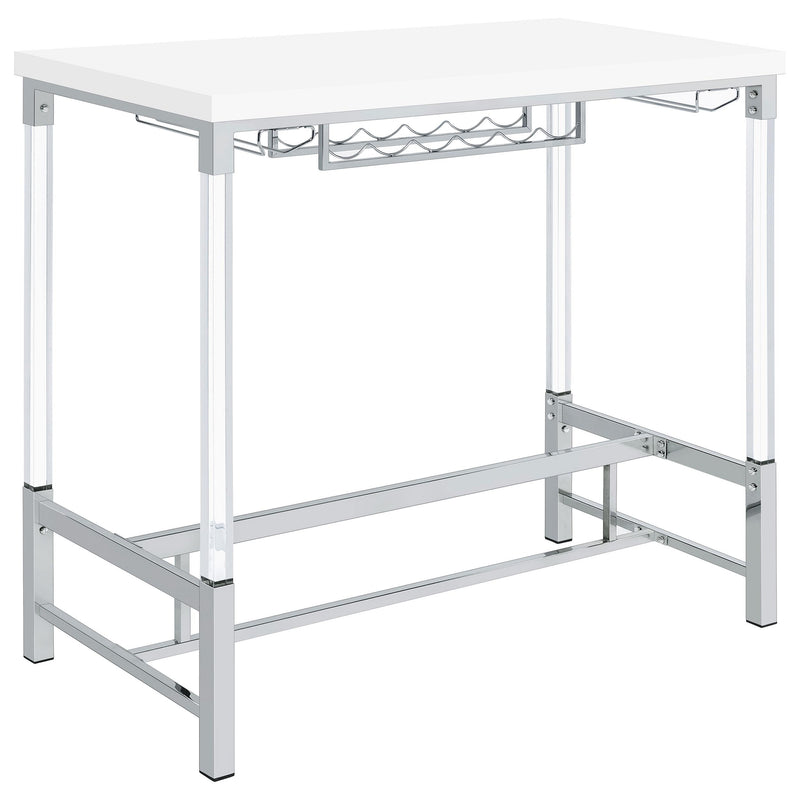 Coaster Furniture Norcrest 182101 47-inch Acrylic Leg Bar Table - White High Gloss IMAGE 1