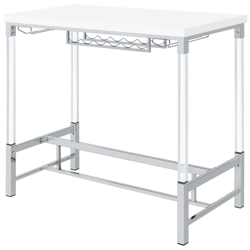 Coaster Furniture Norcrest 182101 47-inch Acrylic Leg Bar Table - White High Gloss IMAGE 4