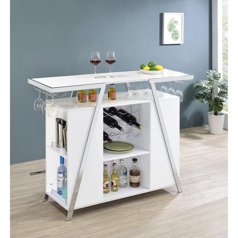 Coaster Furniture Araceli 182355 Freestanding LED Home Bar Cabinet - White High Gloss IMAGE 3