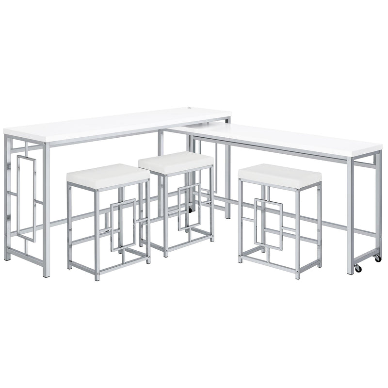 Coaster Furniture Jackson 182715 5-piece Multipurpose Counter Height Table Set - White IMAGE 4