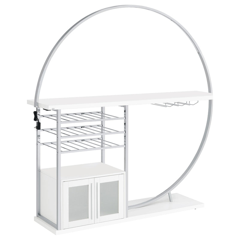 Coaster Furniture Risley 182798 2-door Circular LED Home Bar Cabinet - White High Gloss IMAGE 1