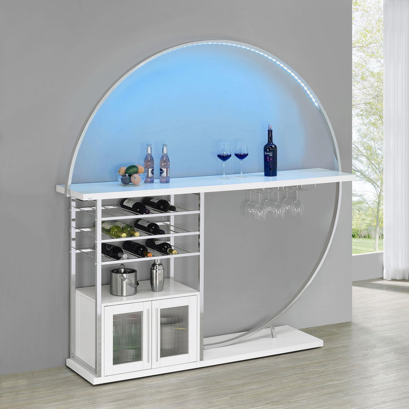 Coaster Furniture Risley 182798 2-door Circular LED Home Bar Cabinet - White High Gloss IMAGE 3