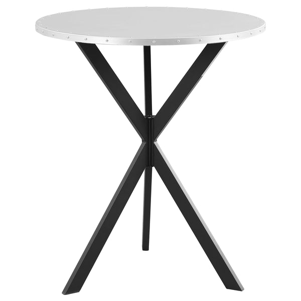 Coaster Furniture Kenzo 182861 Round 32-inch Galvanized Steel Bistro Bar Table - Silver IMAGE 1