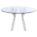 Coaster Furniture Alaia 190710 Round 51-inch Clear Glass Top Dining Table - Chrome IMAGE 3