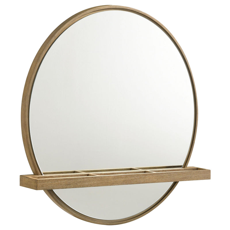 Coaster Furniture Arini 224308 Round Vanity Wall Mirror with Shelf - Sand Wash IMAGE 1