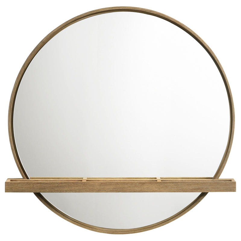 Coaster Furniture Arini 224308 Round Vanity Wall Mirror with Shelf - Sand Wash IMAGE 2