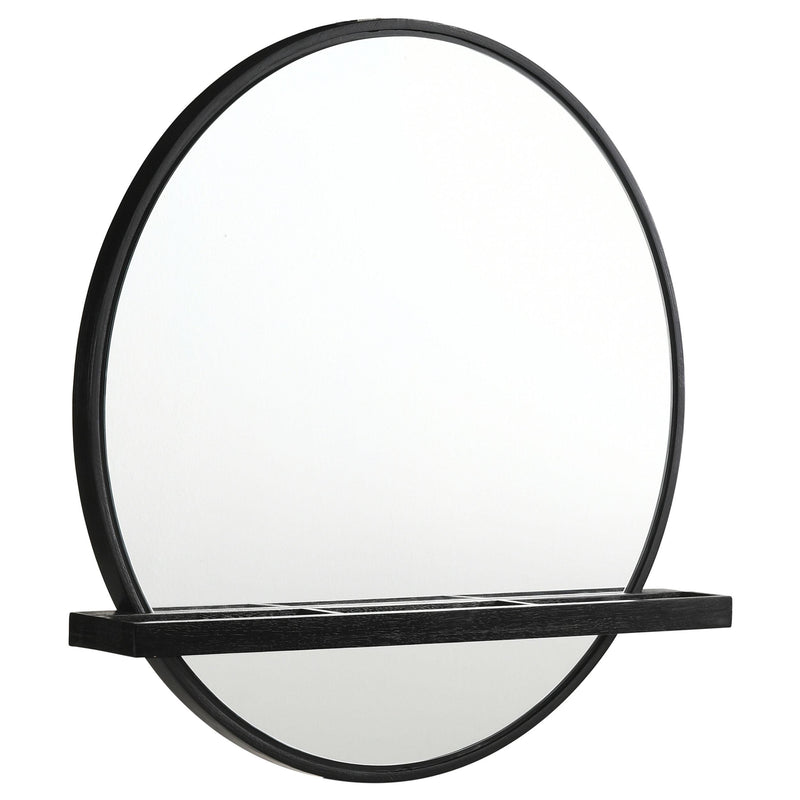 Coaster Furniture Arini 224338 Round Vanity Wall Mirror with Shelf - Black IMAGE 1