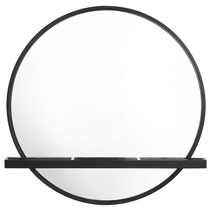 Coaster Furniture Arini 224338 Round Vanity Wall Mirror with Shelf - Black IMAGE 3