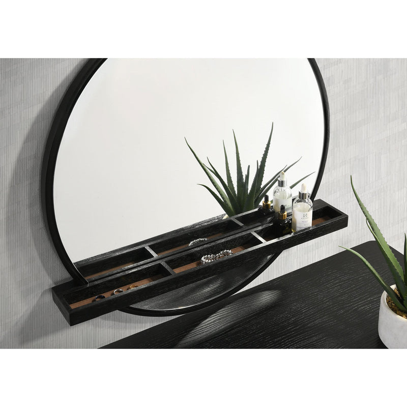Coaster Furniture Arini 224338 Round Vanity Wall Mirror with Shelf - Black IMAGE 5