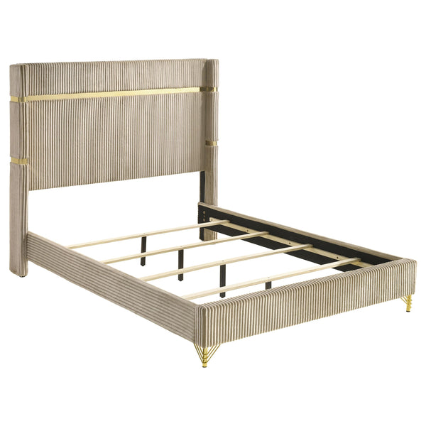 Coaster Furniture Lucia 224731Q 61-inch Upholstered Queen Wingback Bed - Beige IMAGE 1