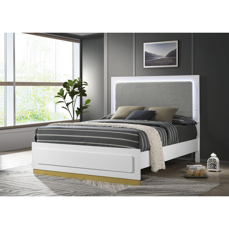 Coaster Furniture Caraway 224771KE Wood Eastern King LED Panel Bed - White IMAGE 2