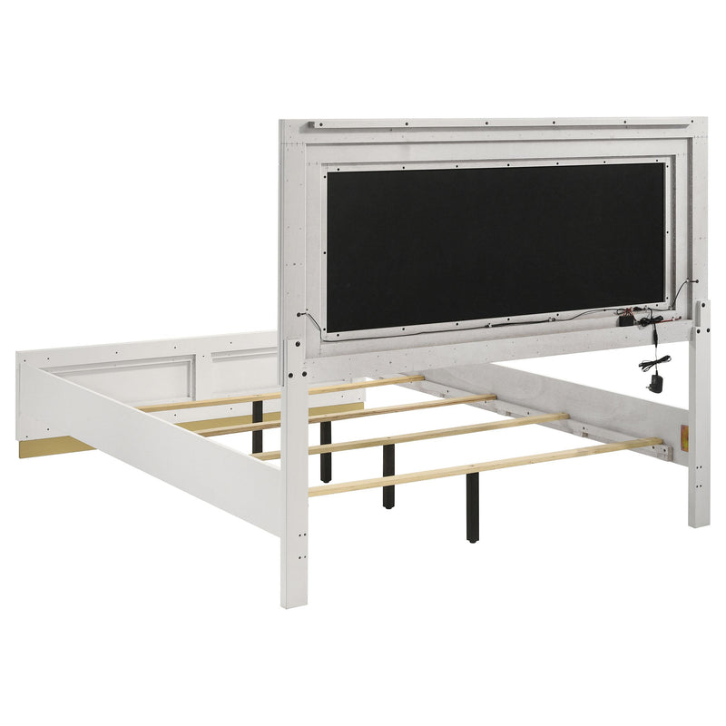 Coaster Furniture Caraway 224771KE Wood Eastern King LED Panel Bed - White IMAGE 3
