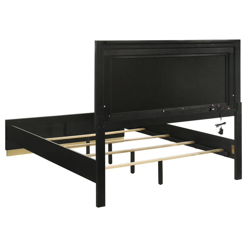 Coaster Furniture Caraway 224781KE Wood Eastern King LED Panel Bed - Black IMAGE 3