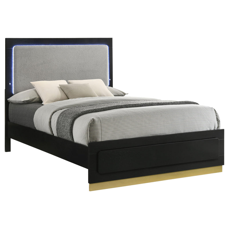 Coaster Furniture Caraway 224781KE Wood Eastern King LED Panel Bed - Black IMAGE 4