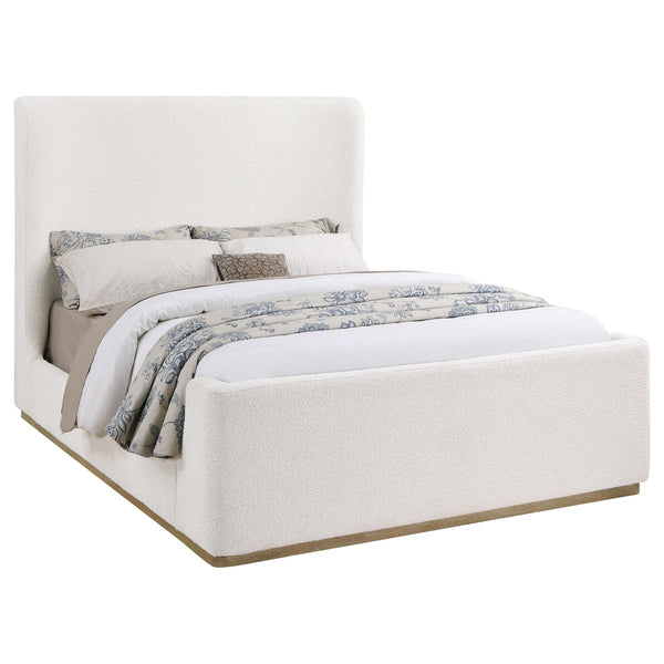 Coaster Furniture Nala 302046Q Upholstered Queen Sleigh Bed - Cream IMAGE 1