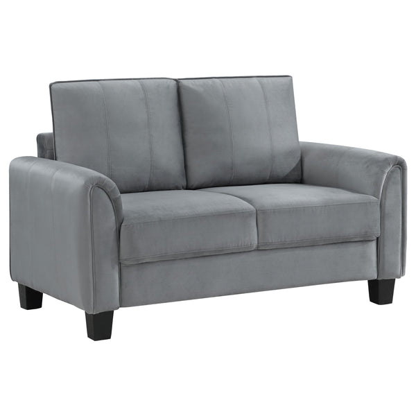 Coaster Furniture Davis 509635 Upholstered Rolled Arm Loveseat - Grey IMAGE 1