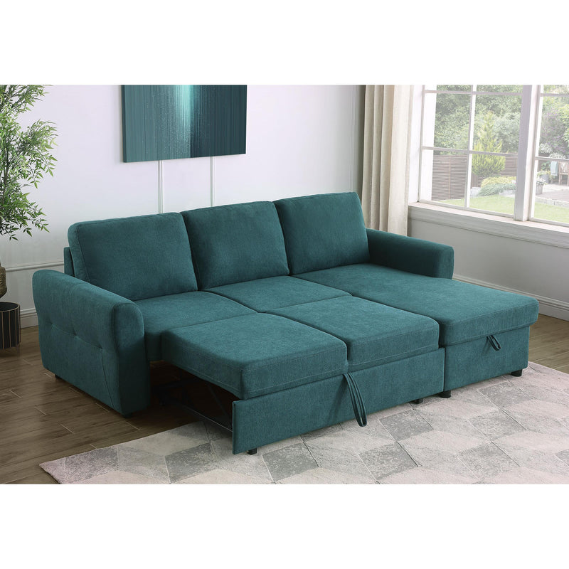 Coaster Furniture Samantha 511087 Upholstered Storage Sleeper Sectional Sofa - Teal IMAGE 12